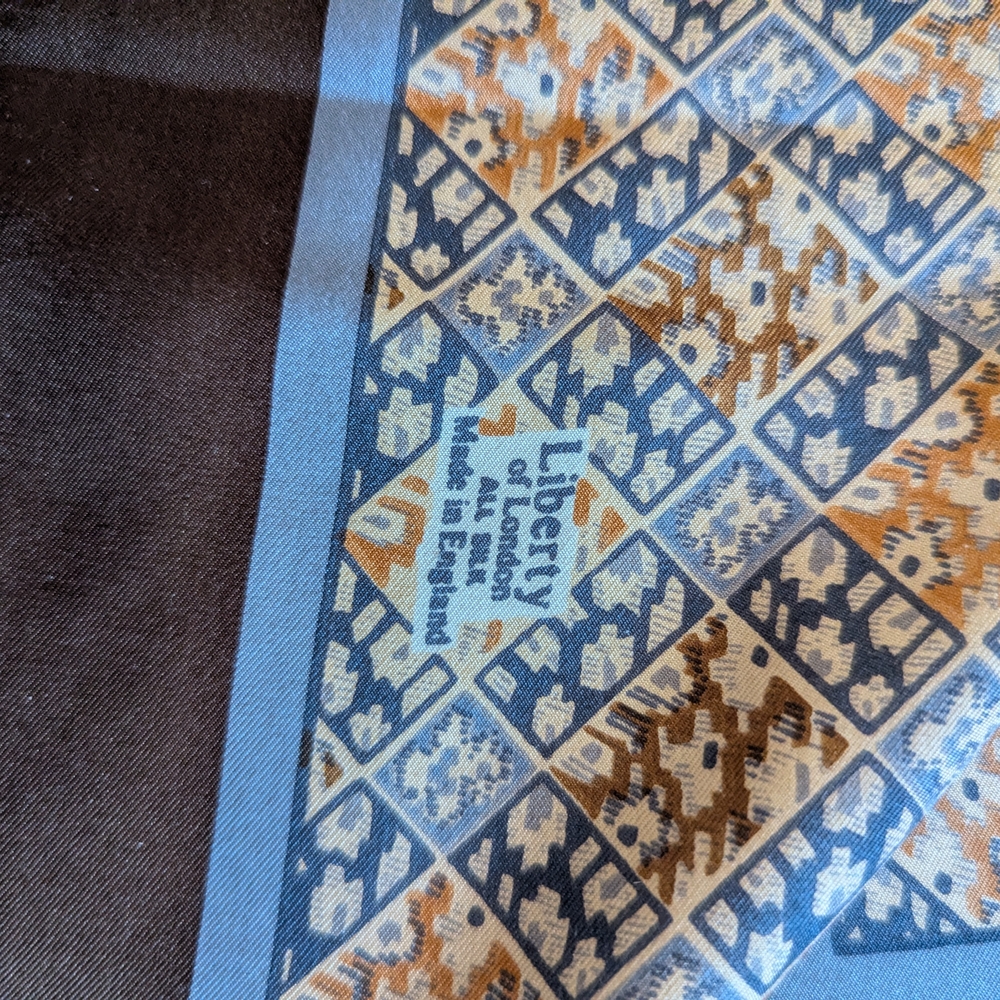 Liberty of London Blue and Brown Geometric Scarf